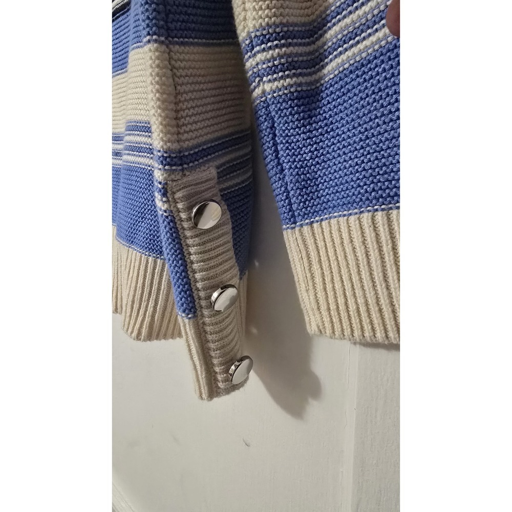 Charter Club Striped Button-Trim Heavy Knit Sweater Relaxed Blue Regular XL - Picture 5 of 6